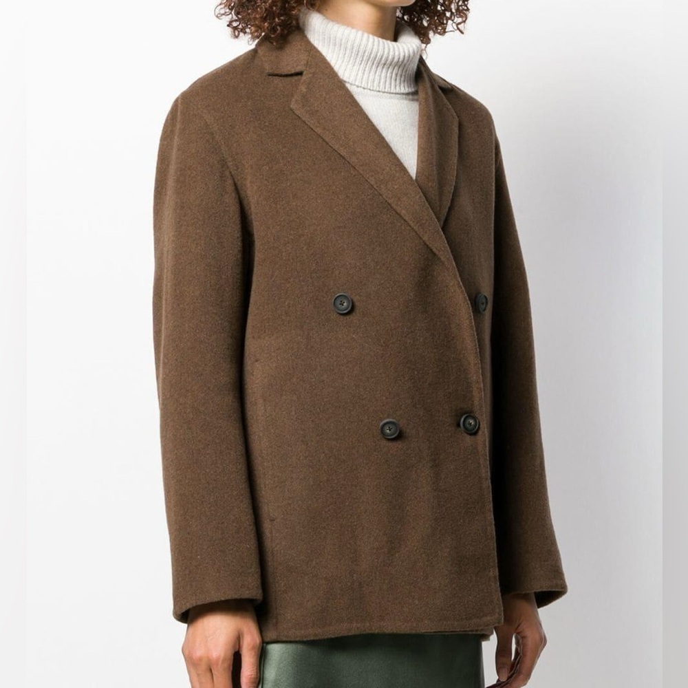 Vince XS Woodbine Double Breasted Wool Cardigan Coat in Brown